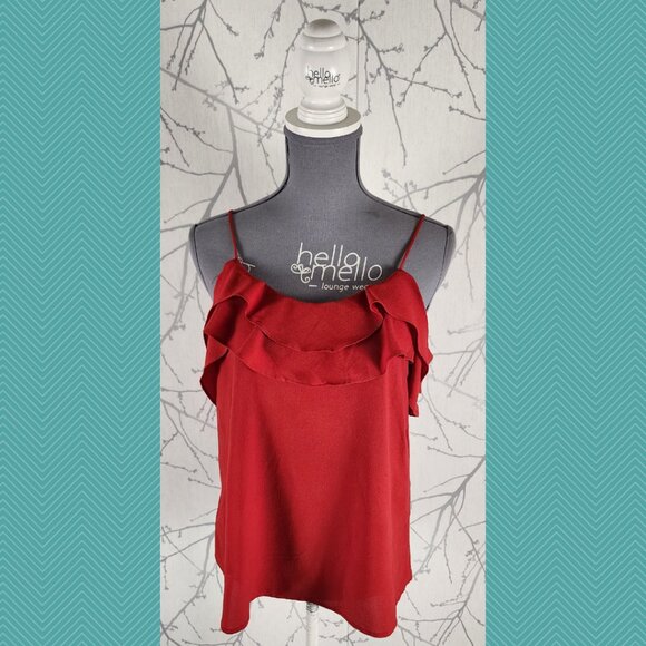 Paper Crane Red Strappy Ruffle Cami - Picture 1 of 4